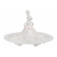 Подставка для 6 яиц "Белый кролик в саду", 14 см 